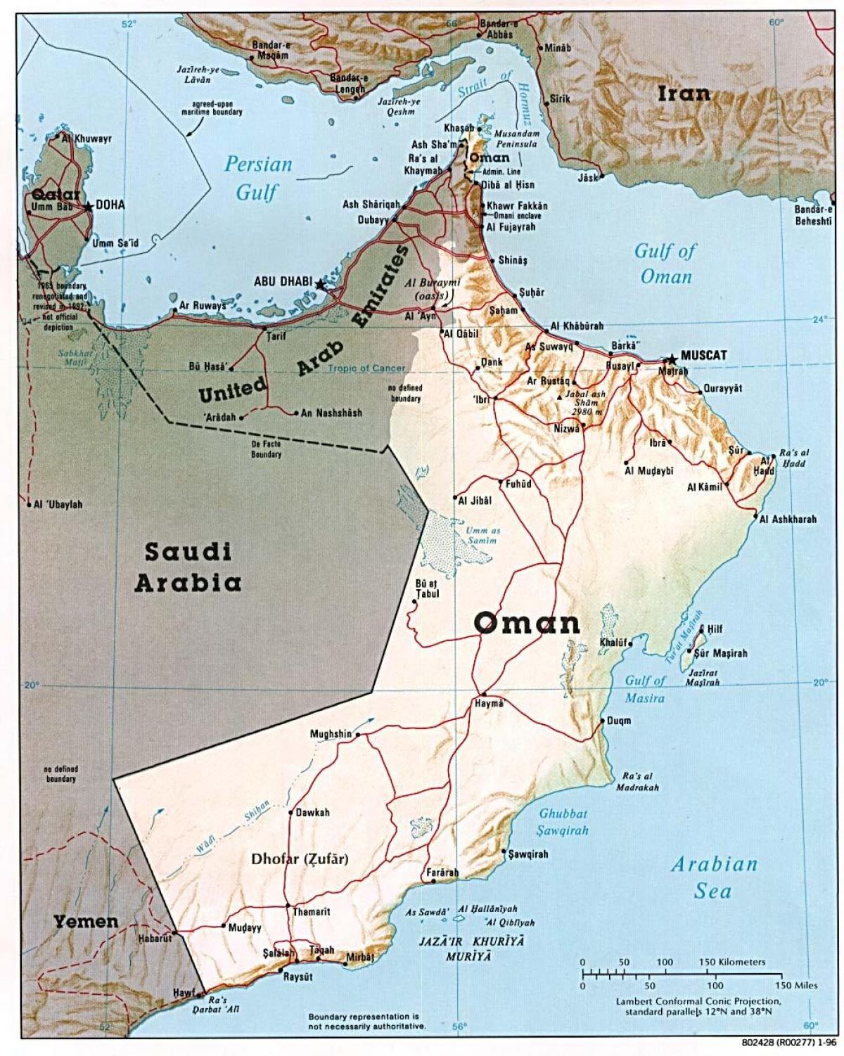 Oman peta dengan kota