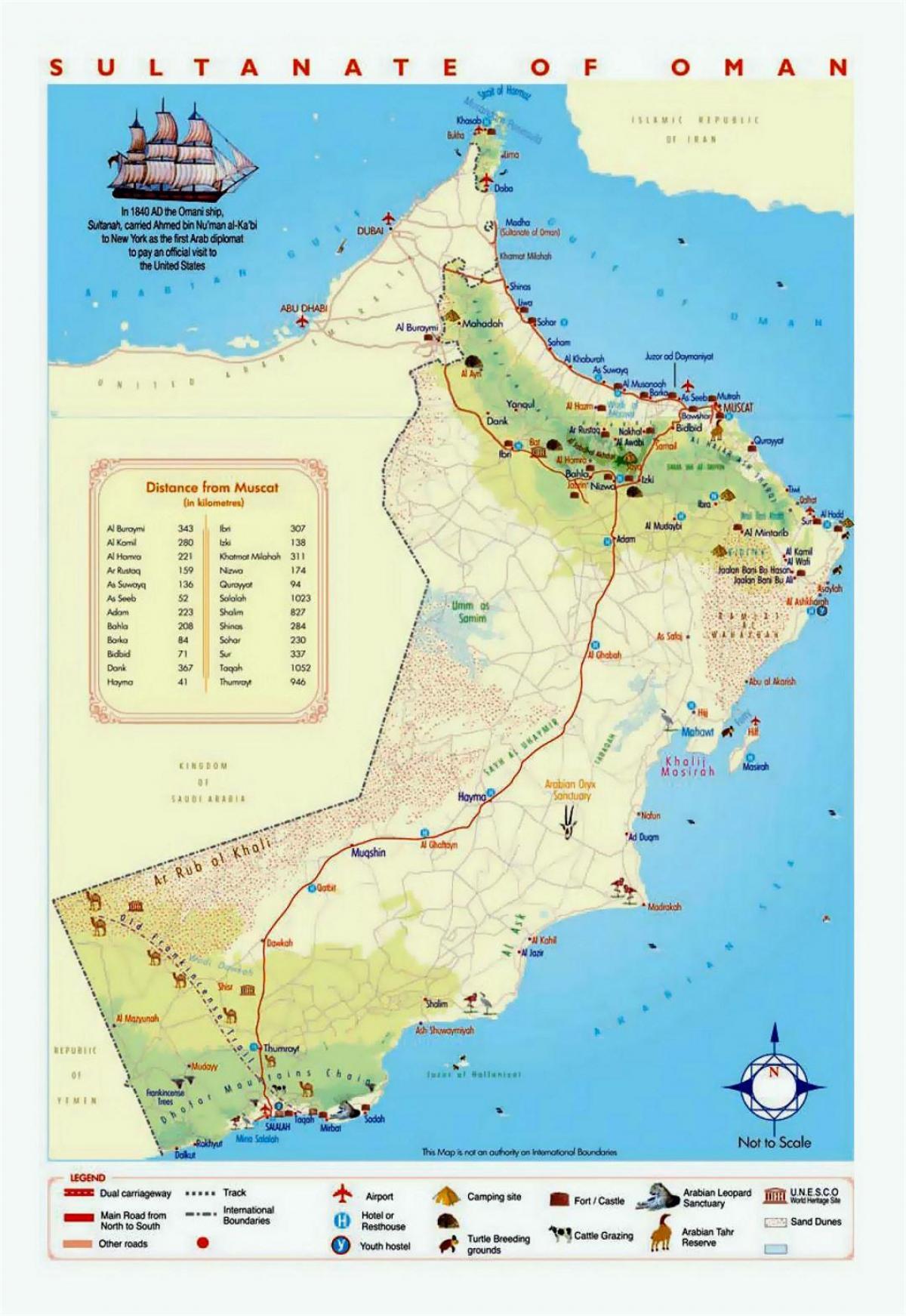 Oman pelancong tempat peta