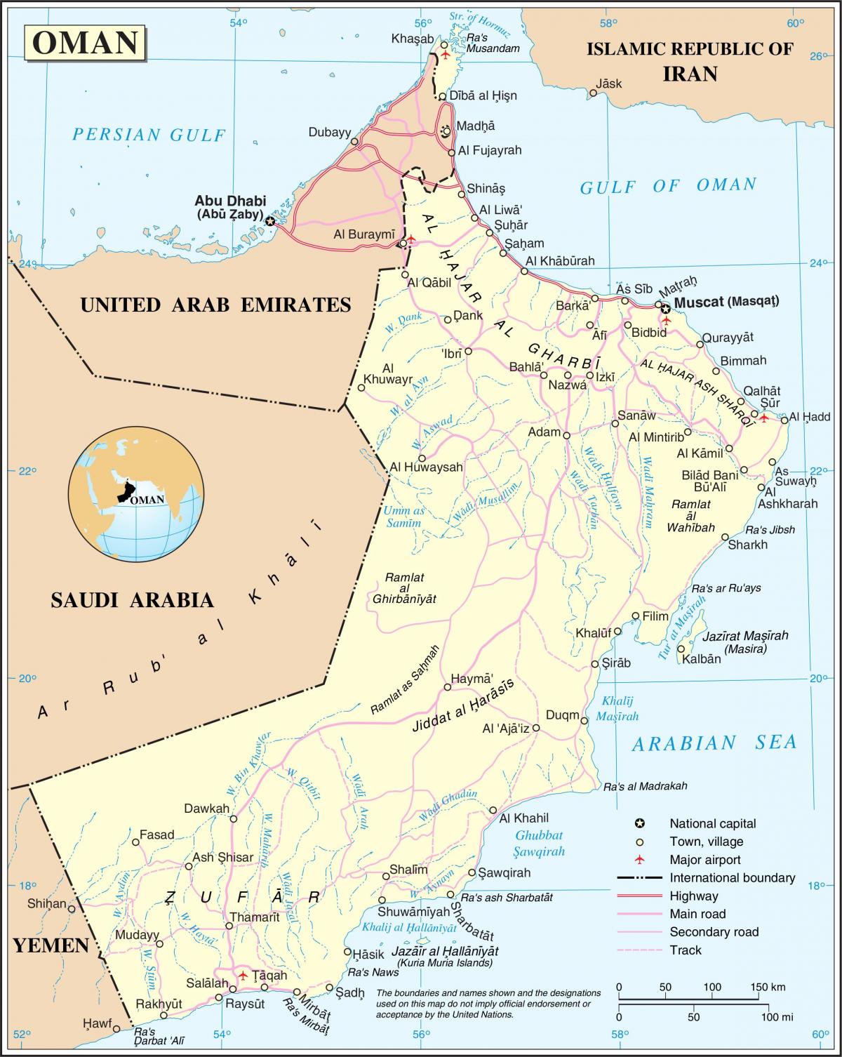 Oman jalan peta